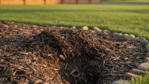 Areas where mulch or rock shifts from below because of deeper tunnels
