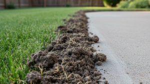 Soil pushed up near patios, driveways, sidewalks, or garden beds