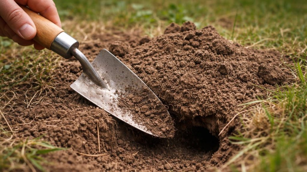 Use a spade or trowel to open the tunnel slightly Use a spade or trowel to open the tunnel slightly