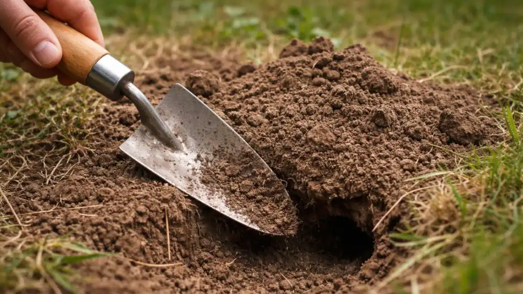 Use a spade or trowel to open the tunnel slightly