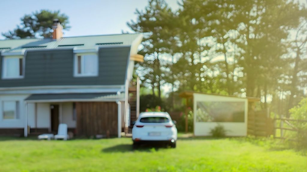 Car near homes